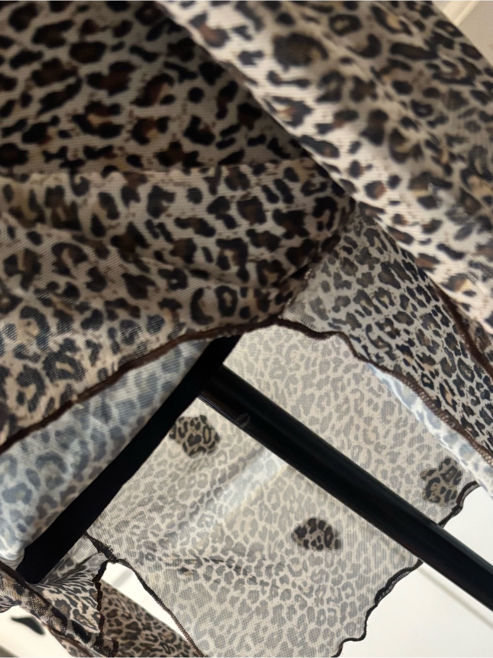 SHEIN Leopard Mesh Bodycon Mini Dress in Beige Black - Picture 9 of 9
